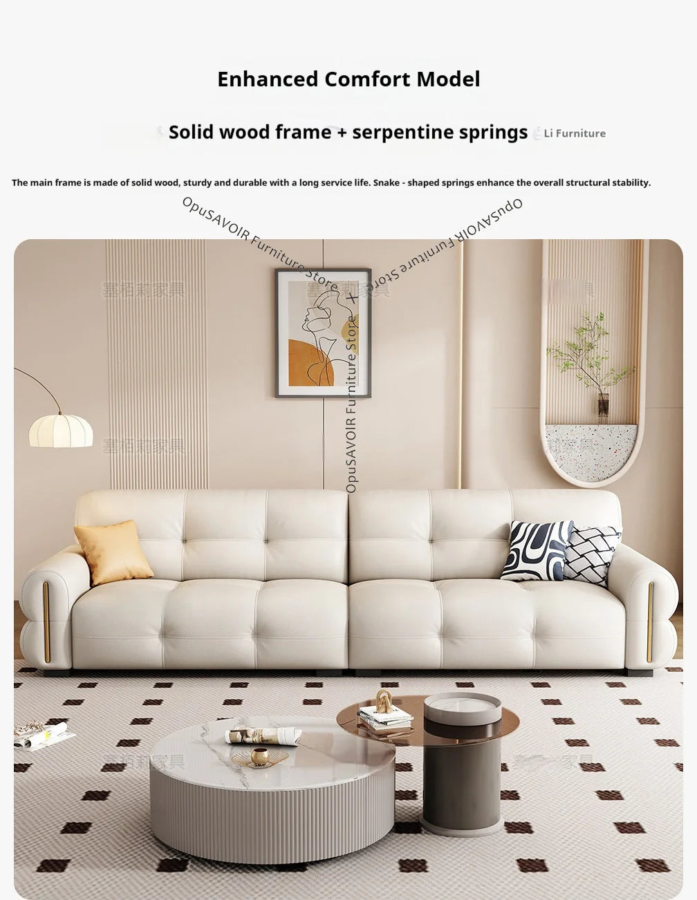 Italian Minimalist Sofa Modern Luxury Living Room Couch Straight Sofa Set Persons Genuine Leather Upholstered Furniture JT40