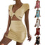 2026 cross-border women's short-sleeved summer Europe and the United States sexy V-neck Fanny pack buttock dress