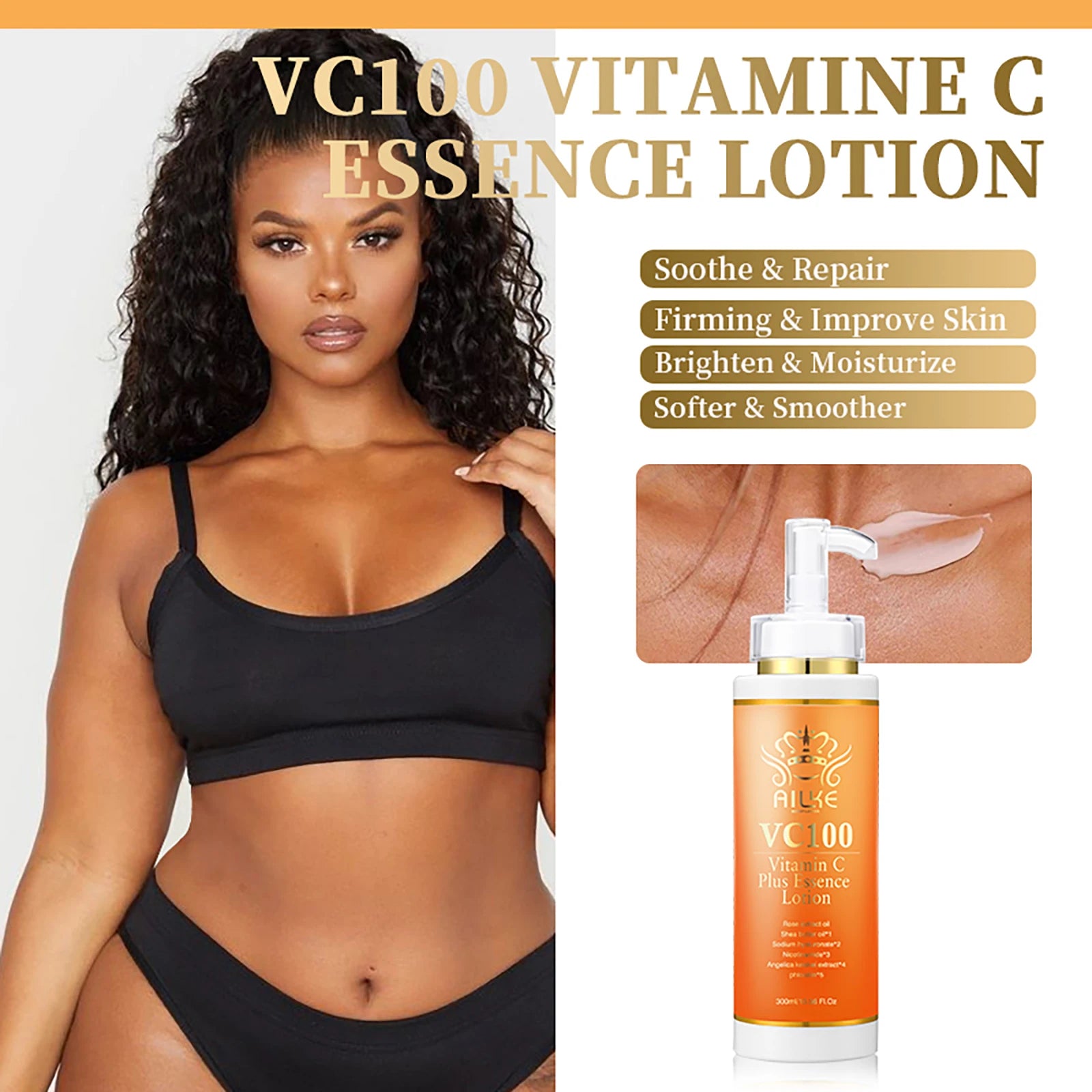 AILKE Vitamin C Whitening Set for Women, Reduce Dark Spots, Hyperpigmentation, Skin Moisturizer, With Collagen, Vitamin E Secondary image