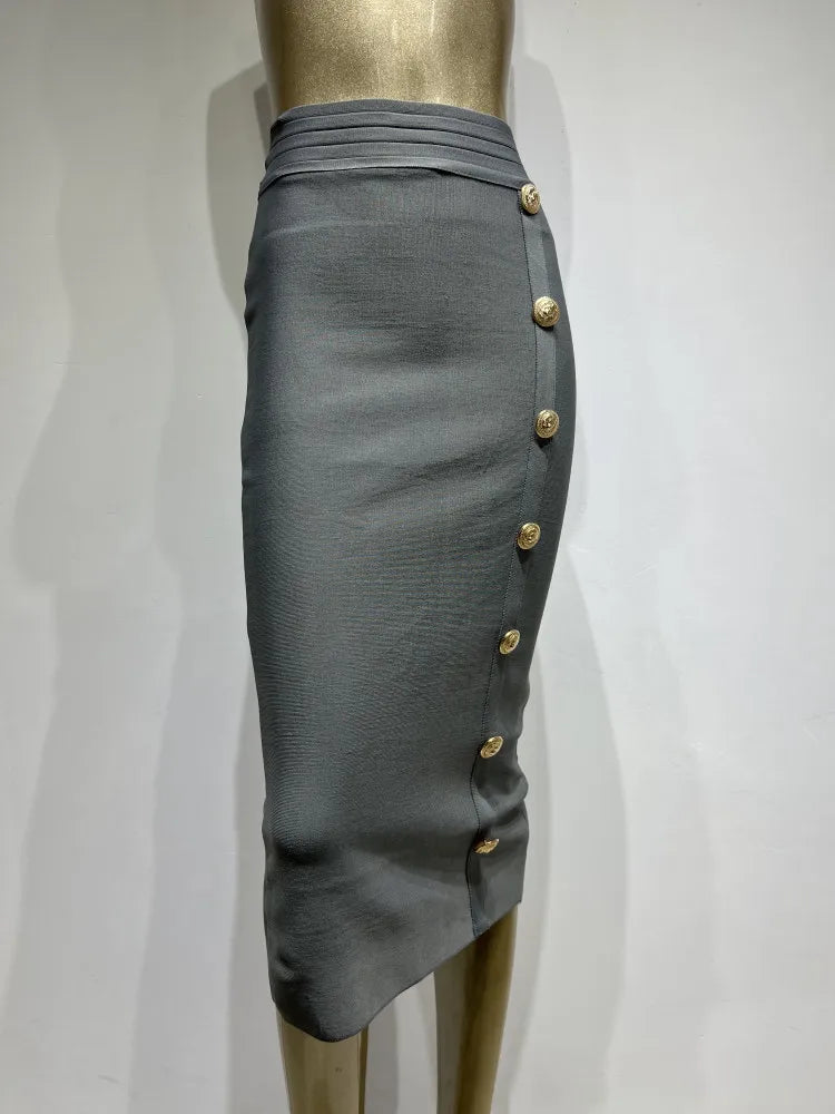 New Arrival Women Button Black Blue Red Bodycon Bandage Skirt 2026 Designer High Waist High Street Party Club Pencil Skirt 75cm