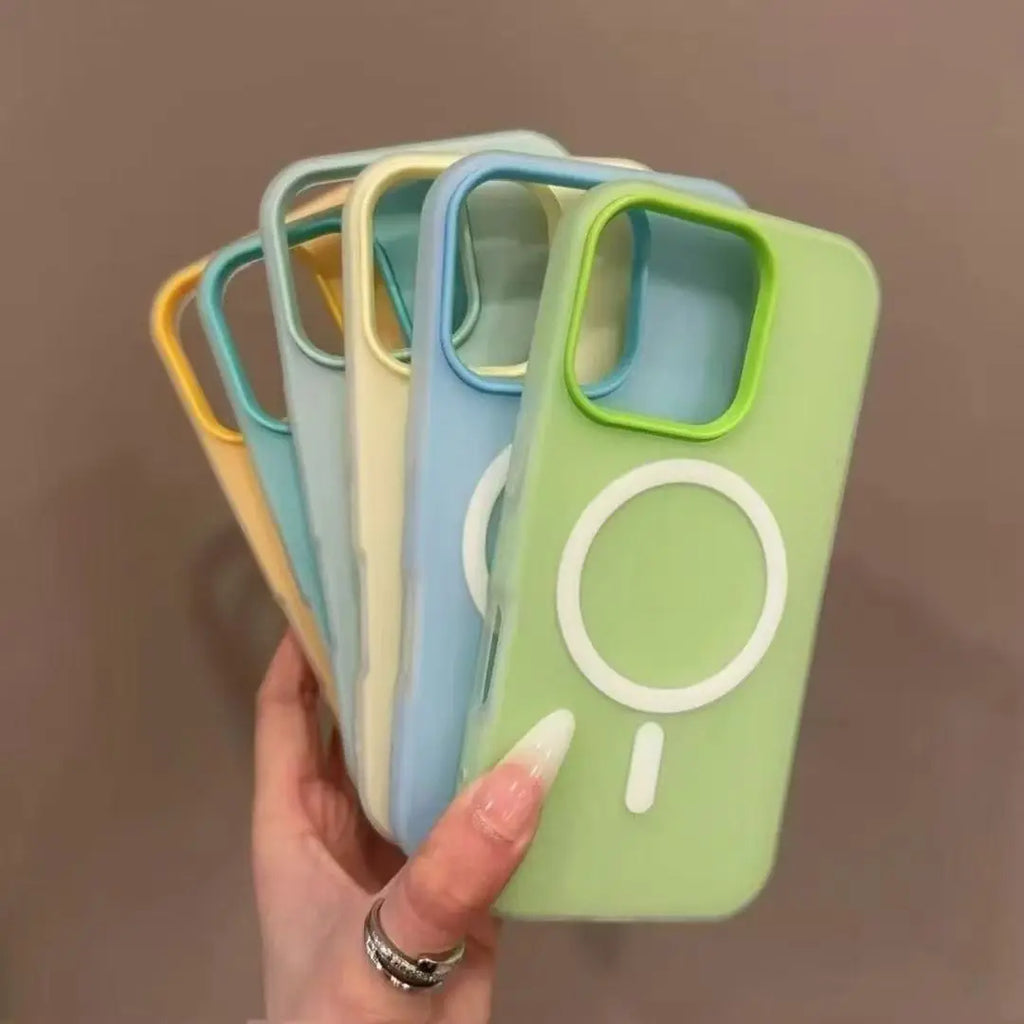 Luxury Candy Magsafe Wireless Charge Matte Phone Case For Samsung Galaxy S25 Plus S24 FE S23 S22 Ultra 5G Magnetic Bumper Cover