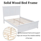 Farmhouse Queen Size Platform Bed for Adults, Solid Wood Platform Beds with Tall Headboard & Footboard, Queen Panel Bed for Bedr