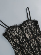 Sexy Spaghetti Strap V Neck Lace Long Dress Women Black Floral Lace Sleeveless Bodycon Dresses Elegant Evening Celebrity Party
