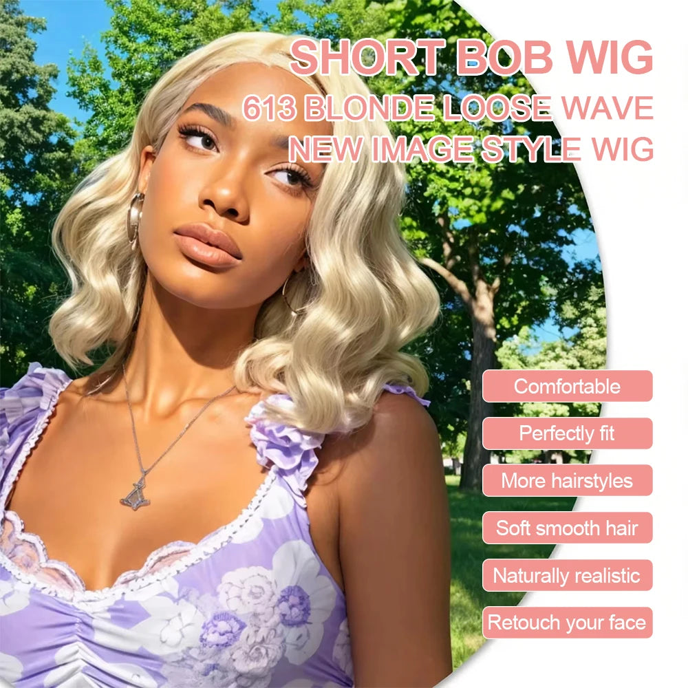 HD Transparent Short Bob 613 Blonde Body Wave 13x6 Lace Front Human Hair Wigs For Women Brazilian Lace Frontal Wig Pre Plucked