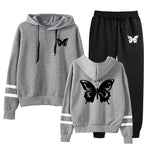 Women Tracksuit Casual Daily Hoodies Quality Single Piece Stripe Sweatshirt and Sweatpants Comfort Outdoor Jogging Autumn Winter