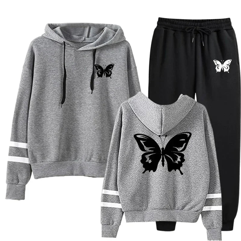 Women Tracksuit Casual Daily Hoodies Quality Single Piece Stripe Sweatshirt and Sweatpants Comfort Outdoor Jogging Autumn Winter