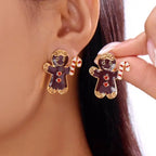 Merry Christmas Pearl Flower Star Bell Long Tassel Dangle Earrings for Women Shiny Crystal Zircon Snowflake Earring Girl Jewelry