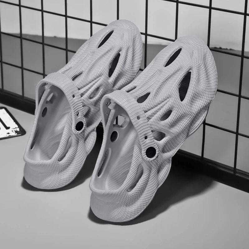 Litfun Summer Clogs Sandals For Men New Outdoor Soft Botton Beach Slippers Anti-slip EVA Garden Shoes Fashion Hollow Hole Shoes