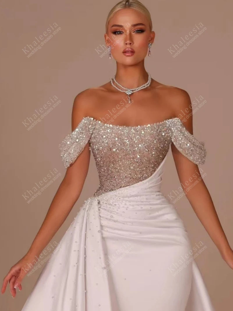 Gorgeous Wedding Dresses Satin Bridal Gowns Off The Shoulder Robes A Line Floor Length Robes Vestidos De Novia Customized 2025 & 2026 Secondary image