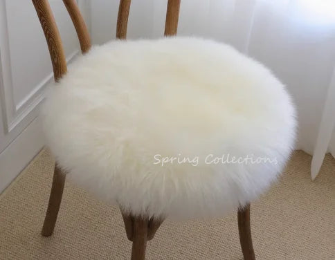 35/40/45CM 100% Pure Sheepskin Wool Hairy Floor Carpet Rugs Round Chair Cushion Seat Pad Covering Soft