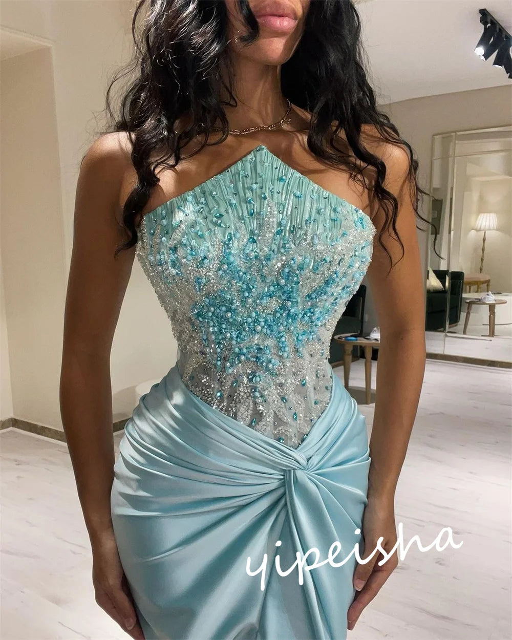 Customized Classic Modern Style Formal Evening Strapless Mermaid Beadings Bespoke Occasion  Prom Dresses Secondary image