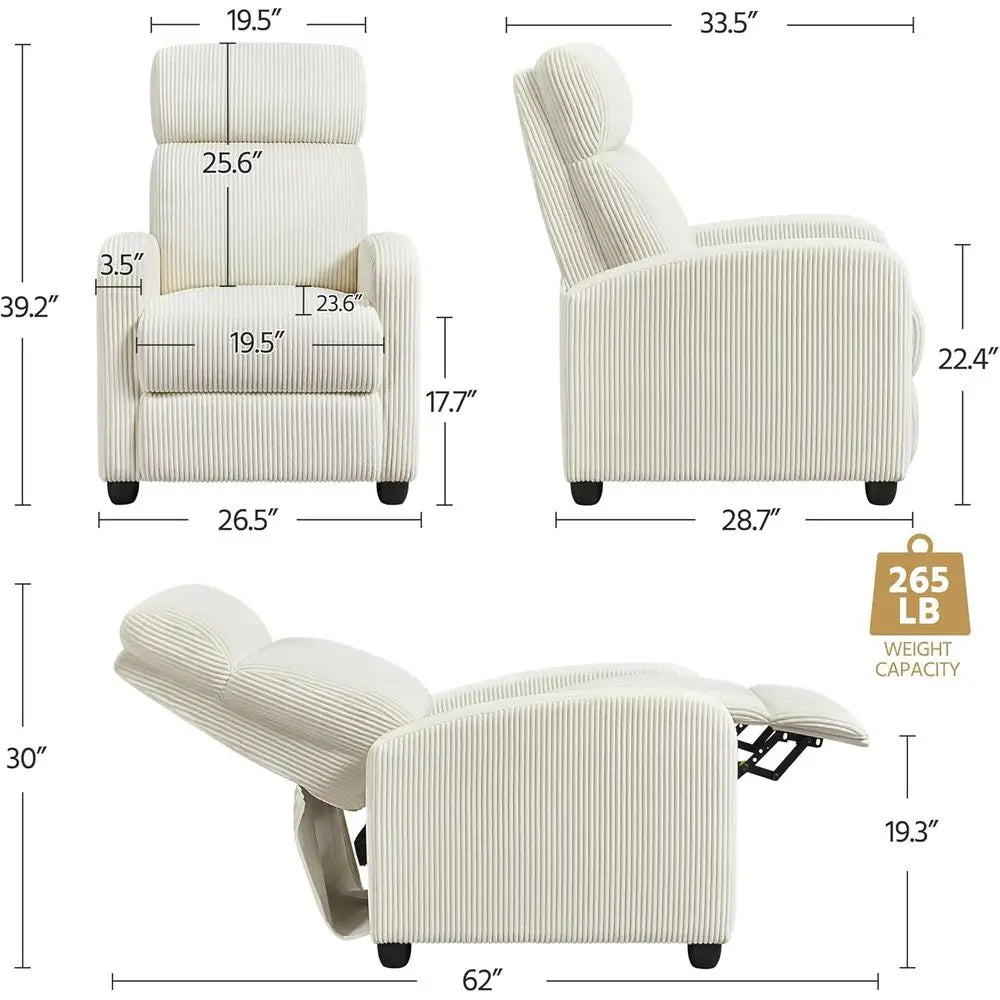Beige Adjustable Recliner Chair for Home Theater, Living Room, or Bedroom