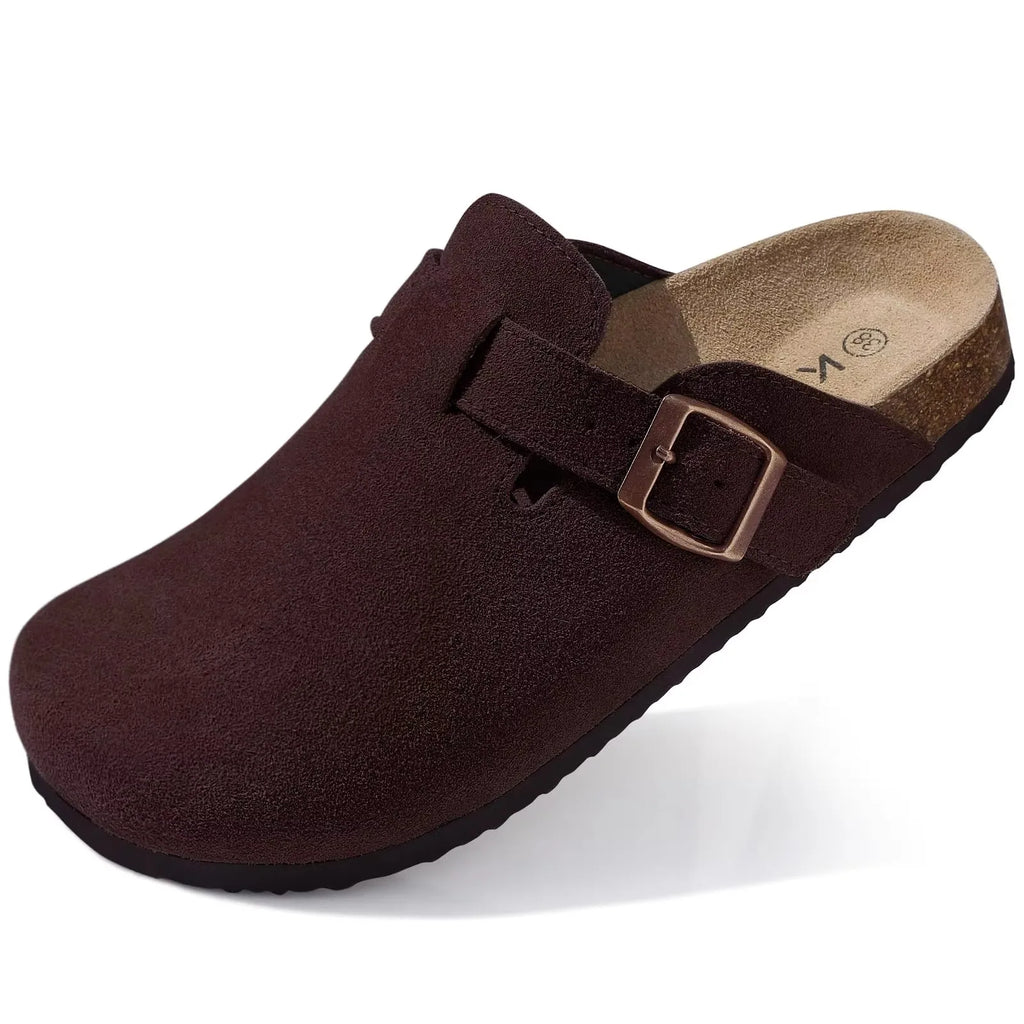 Crestar Fashion Clogs Slippers For Women Classic Suede Men Mules Cork Footbed Leather Potato Shoes With Arch Support Beach Slide