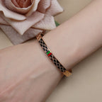 18 K Gold Plated Stainless Steel  55 MM Red/Green Bangles  , Fashionable Jewelry For Men And Women Wholesale