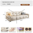 Italian Minimalist Sofa Modern Luxury Living Room Couch Straight Sofa Set Persons Genuine Leather Upholstered Furniture JT40
