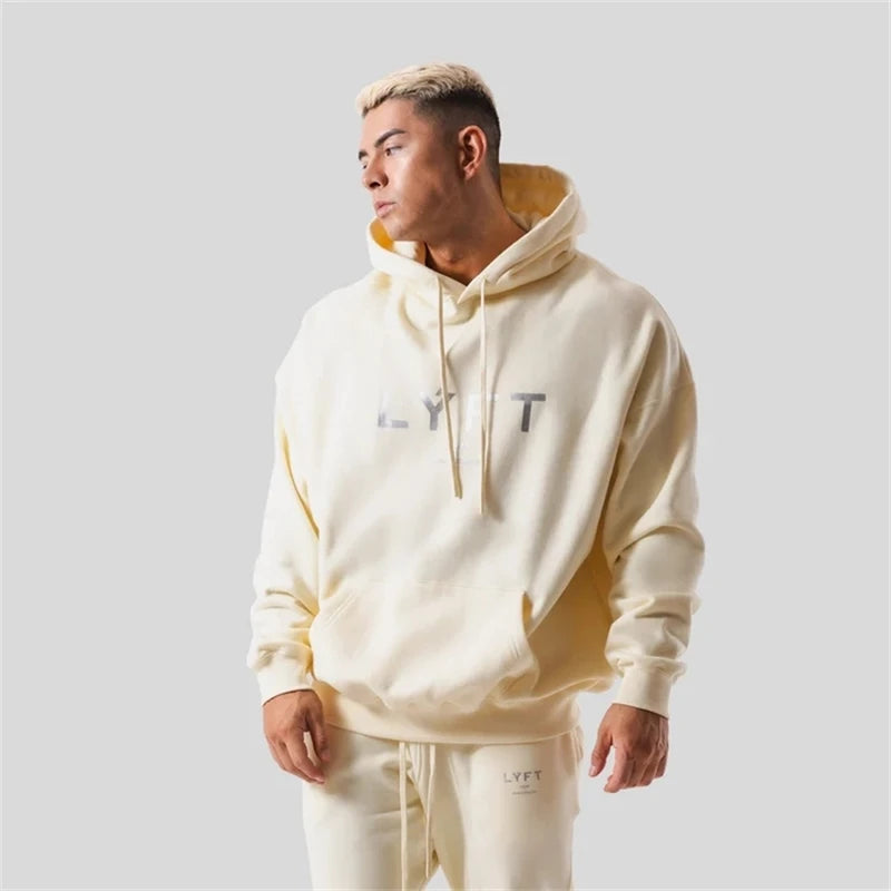 LYFT Classical LOGO Men Hoodies Winter Fleece Warm Mens Sweatshirt Fashion Streetwear Casual Men's Loose Pullovers Brand Hoody