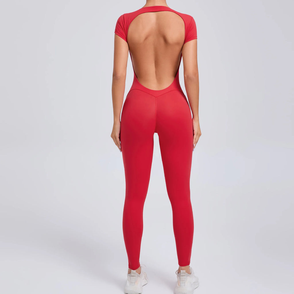 2026 Yoga Jumpsuit Fitness Sports Overalls Gym Clothing Set Wear Pilates Workout Clothes Women Short Sleeves Outfit Activewear