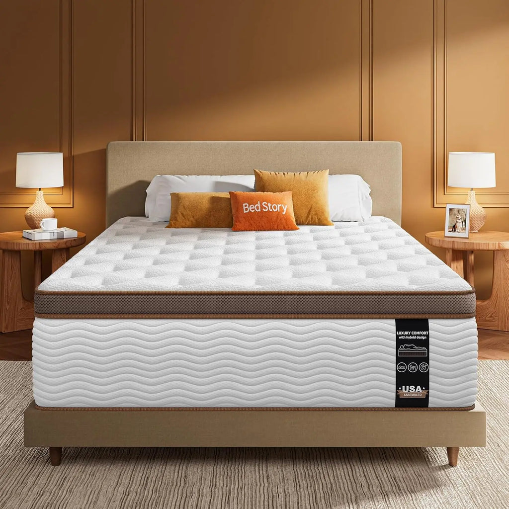 14 Inch Full Size Firm Mattress for Seniors Orthopedic Support Hybrid Pocket Springs Motion Isolation Fiberglass-Free