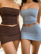 Dulzura Women 2026 Spring Tube Tops Mini Skirts Party Club Two Piece Matching Sets Vacation Outfits Wholesale Items For Business