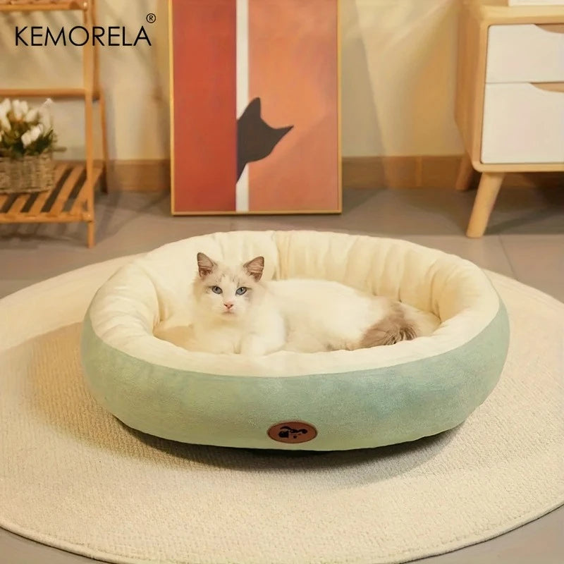 Cozy Oval Snuggle Pet Bed, Plush & Thickened Cat Bed Warm and Secure Bed for Cats and Small Medium Dogs, All Seasons