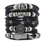 Fashion Bracelet Viking  Bracelet For Men Hand Bracelets Woven Skull Hand Jewelry Adjustable Leather Set viking man bracelet