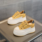 Fujin 9cm Cow Suede Genuine Leather Women Vulcanized Shoes Platform Wedge Skate Boarding High Brand Heels Casual Summer Shoes