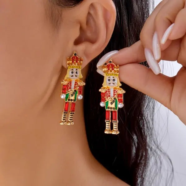 Merry Christmas Pearl Flower Star Bell Long Tassel Dangle Earrings for Women Shiny Crystal Zircon Snowflake Earring Girl Jewelry