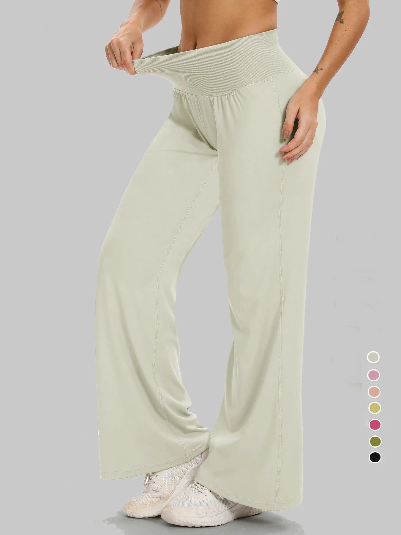 Women’s Yoga Wide Leg Pants High Waist Loose Fit Workout Trousers Casual Lounge Fitness Wear Secondary image