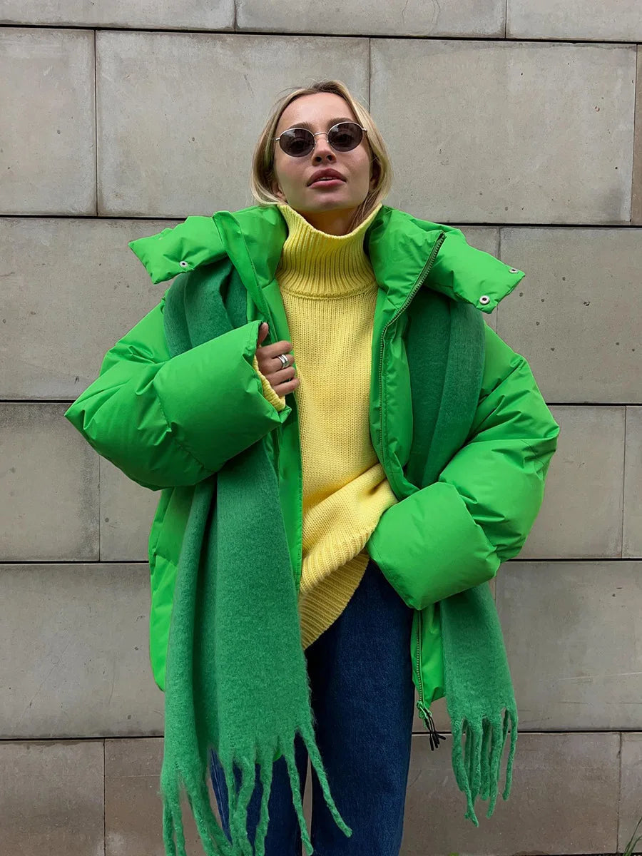 Women Winter Cotton Coat 2025 New Women Loose Cotton Padded Jacket Solid Hooded Parkas Coat Female Puffer Coat Winter Outwear