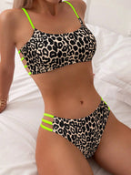 Cikini Solid Texture Split Bikini Set With Underwire, Summer Beach Swimwear Bathing Suit For Women