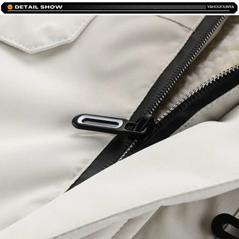 New Winter Men Outwear Fleece Warm Removable Hooded Hiking Jacket Men Outdoor Windproof Casual Fashion Jacket Coat Male Clothing