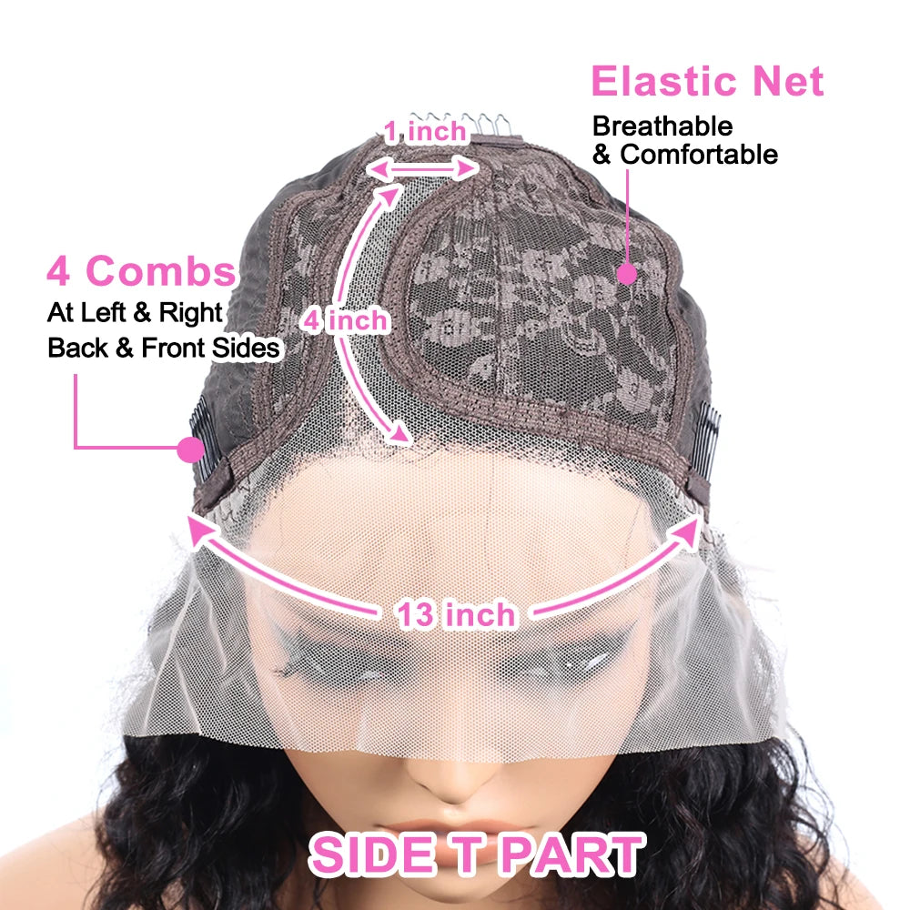 Kinky Curly Human Hair Bob Wig Water Lace Front original Human Hair Wigs For Women PrePlucked Brazilian 13x4 Lace Frontal Wig