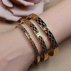 18 K Gold Plated Stainless Steel  55 MM Red/Green Bangles  , Fashionable Jewelry For Men And Women Wholesale
