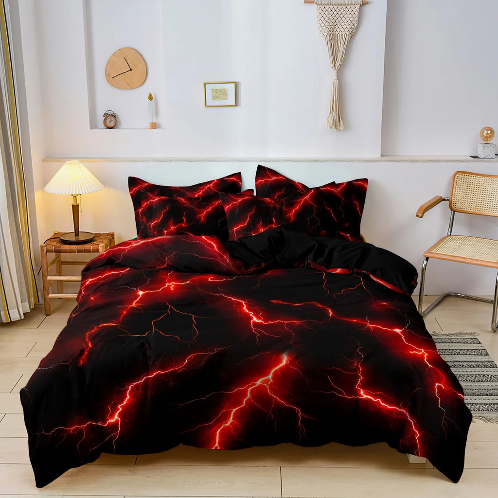 3D Printed Duvet Cover Set (No Filling) Lightning Thunder Pattern Soft Bedding Set Single Twin Size For Kids Adult Home Decor