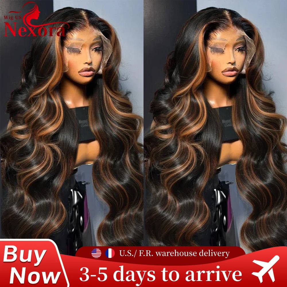 1B/30 Highlight Wig Body Wave Human Hair 13x6 Lace Front Wig Pre Plucked Pre Cut Lace 5x5 Glueless Wigs Human Hair 220% Density