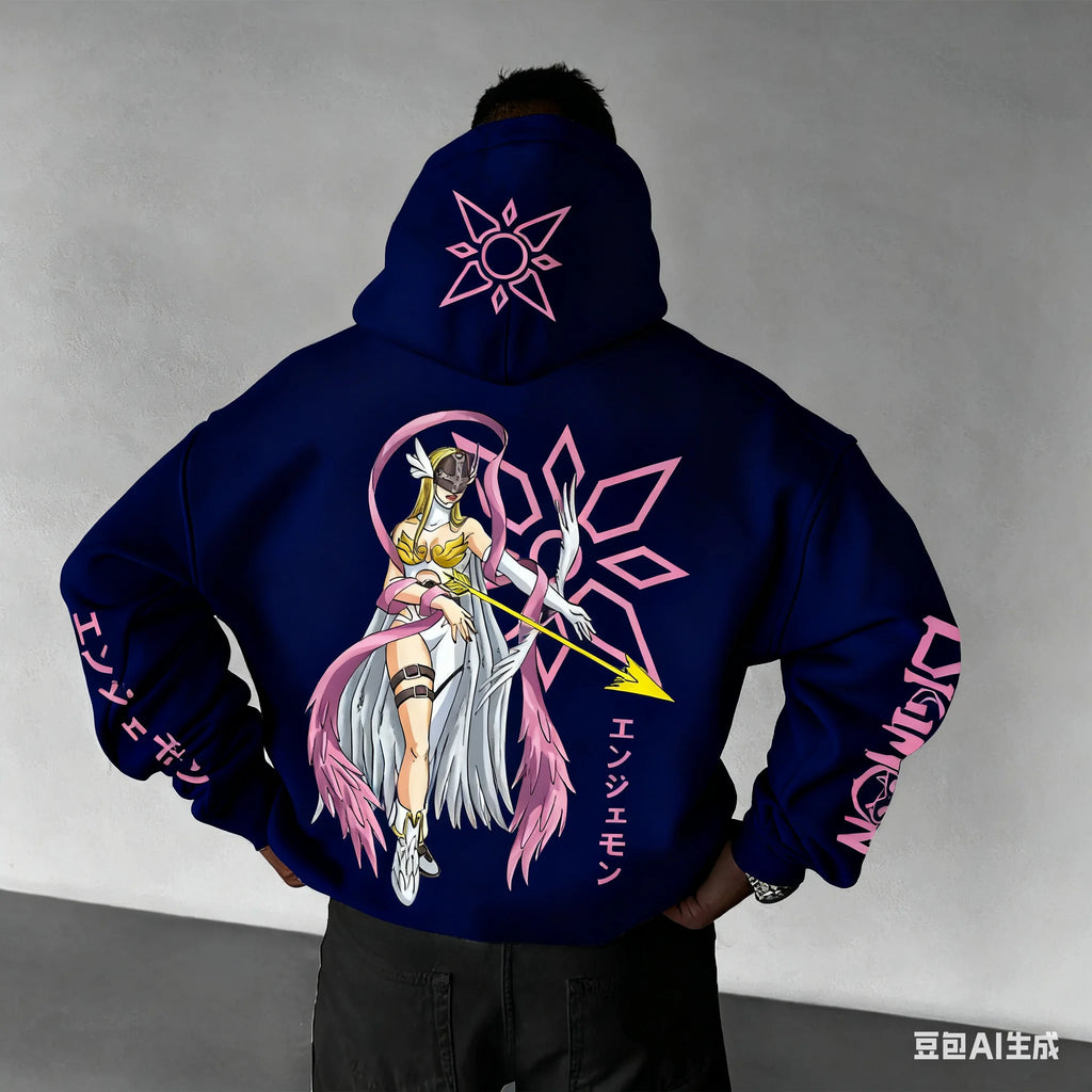 New Oversized Hoodie Men Women Digimon Anime Streetwear Casual Pullover Sweatshirt Hooded Jacket Autumn Winter Y2k Clothes Tops