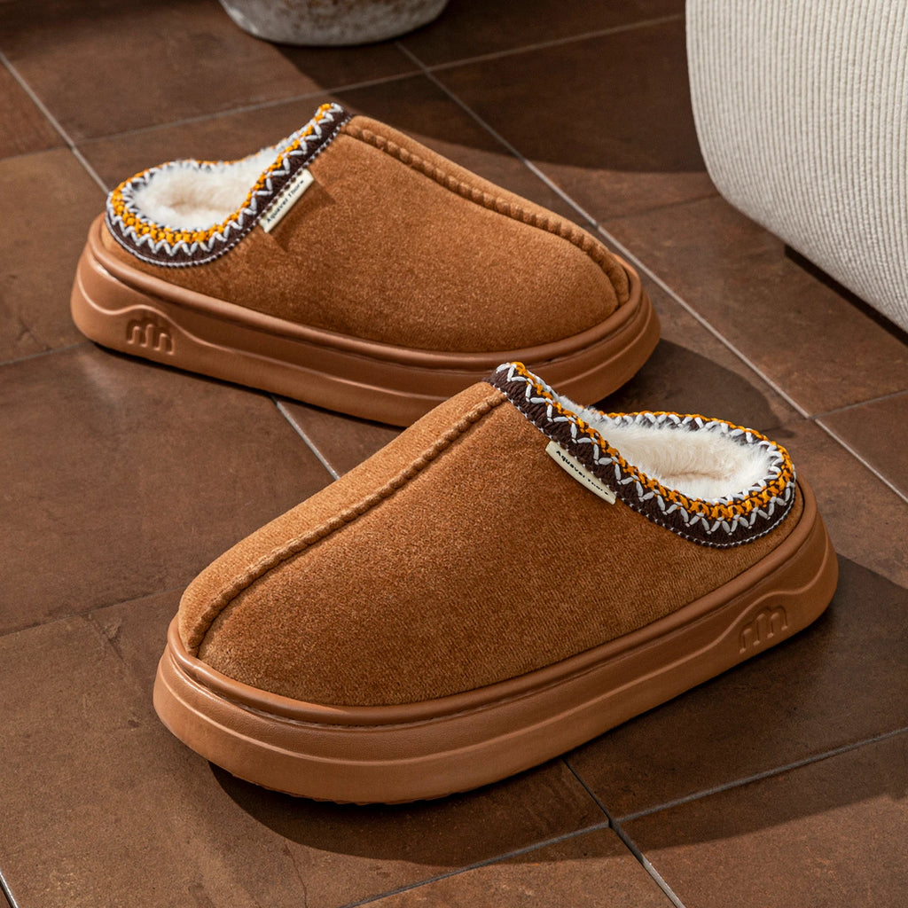 Winter Women's Slippers Boots Fashion Fuzzy Fur Anti-slip Soft Sole Outdoor Indoor Warm Comfort Men Plush Houseshoes Couple