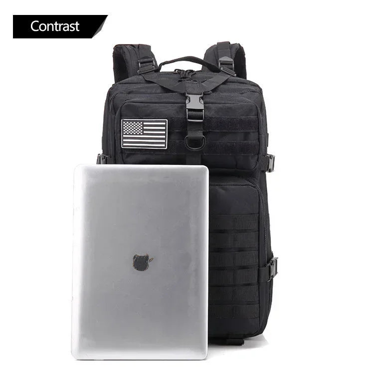 Men 45L Tactical Hiking Backpack Molle Mountaineering Water Resistant Outdoor Camping Trekking Backpacking Bushcraft Travel Rucksack Bug Out Bag Survival Emergency Large Capacity Climbing Cycling Daypack Women Durable Wear Re