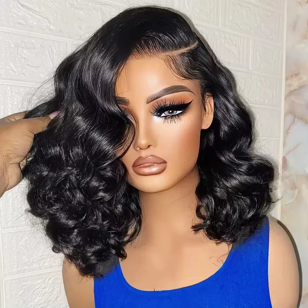 250% Density Loose Body Wave Short Bob Human Hair Brazilian 13x4 HD Lace Front Wig For Black Women Glueless Frontal Closure Wigs Main image