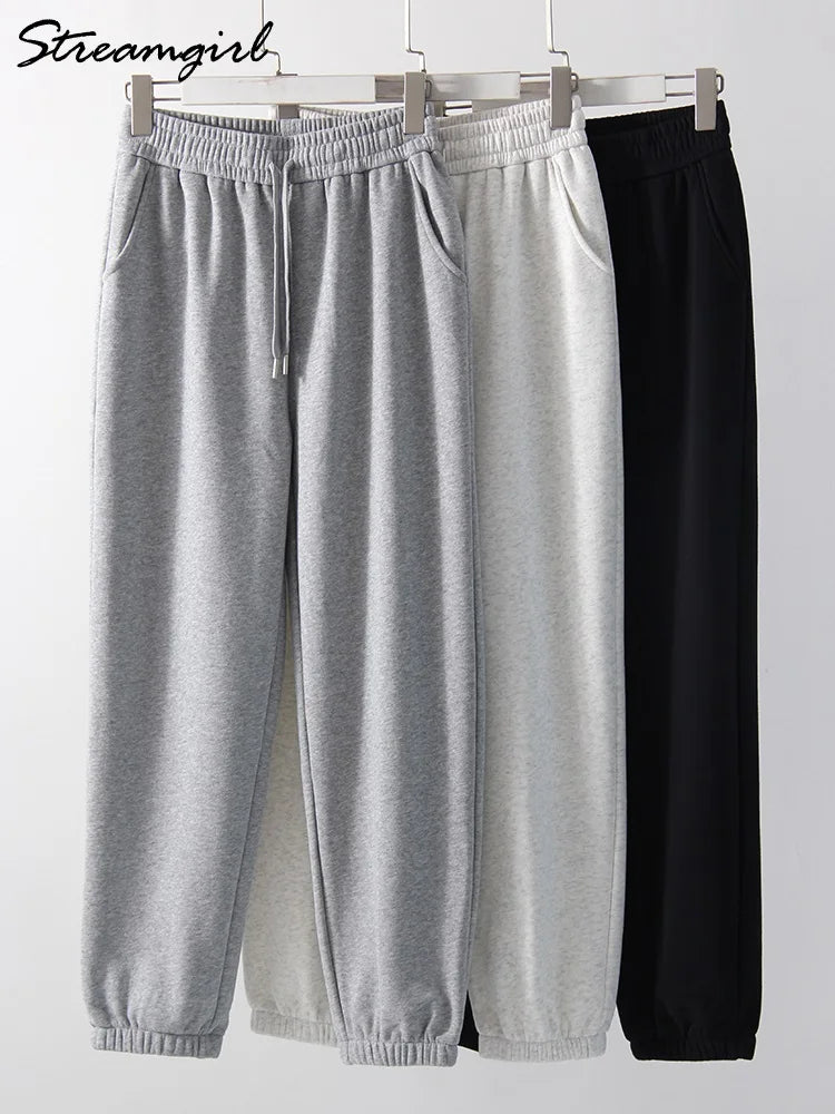 Thick Warm Fleece Sweatpants Women Winter Straight Leg Pants Gray Velvet Trousers Pants Jogger For Women Sweatpants Outfits
