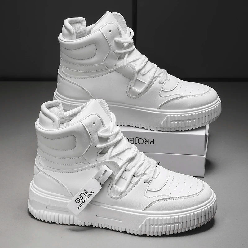 New Fashion Casual Sneakers High Top Skateboard Shoes Student Boots Men and Women Trend Wear Resistant Two-color Couples Main image