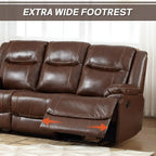 EBELLO Genuine Leather Manual 3 Seat Soft and Comfortable Reclining Sofa for Living Room, Bedroom Furniture