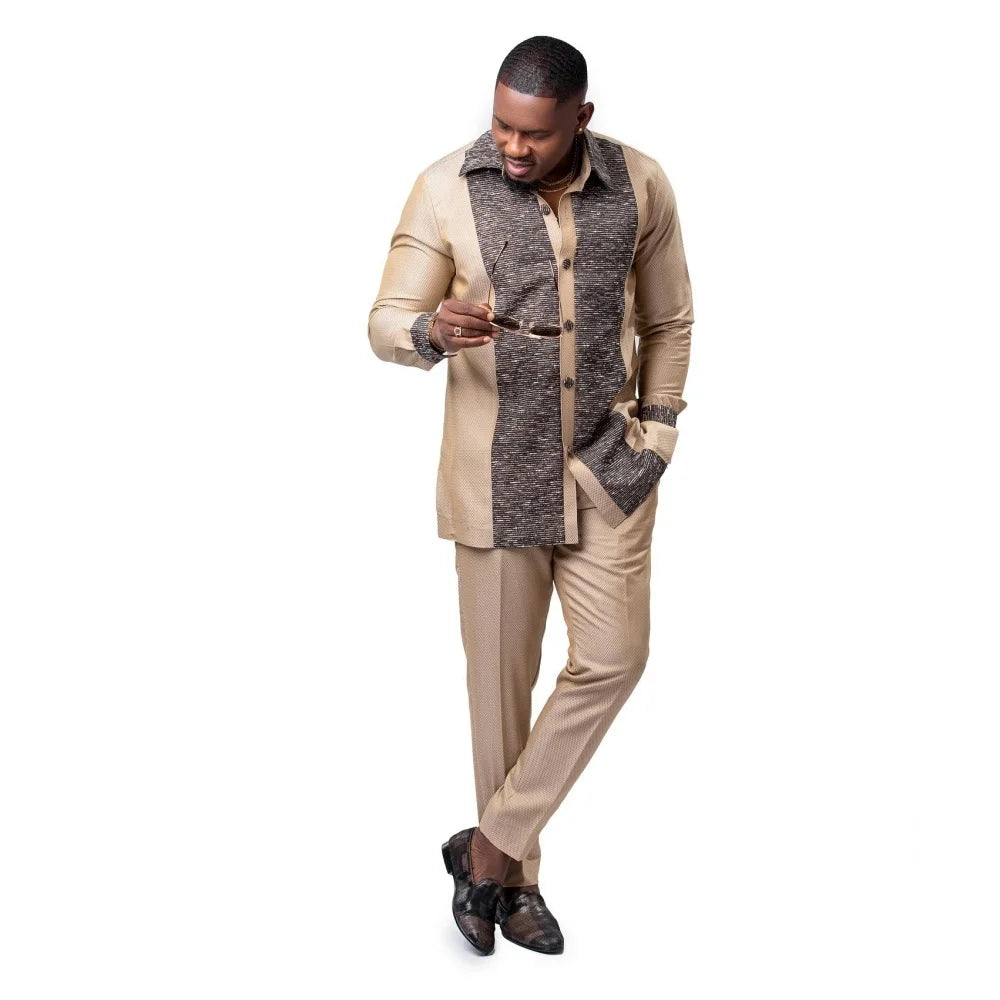 2026 new traditional men's suit luxury gentleman's shirt suit casual travel banquet men's two-piece set fashionable men's suit