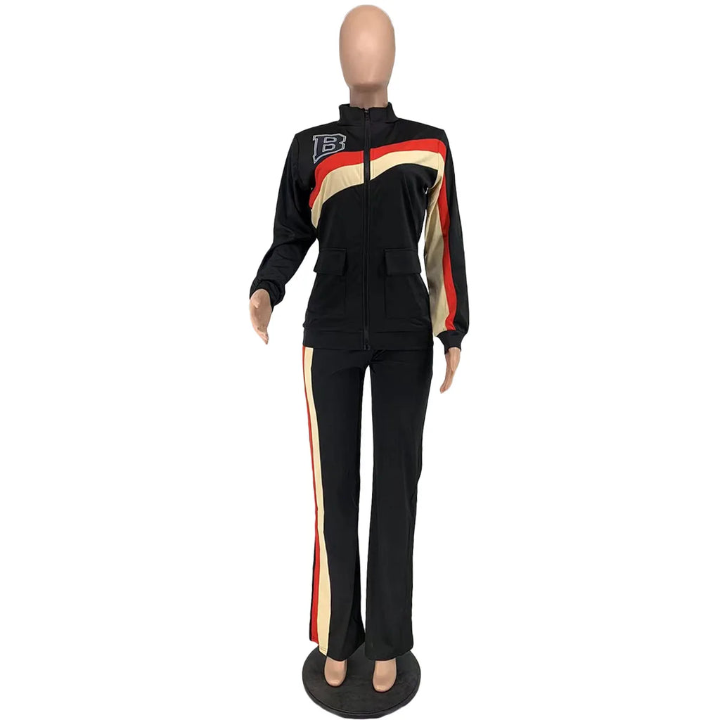 Tracksuit Women Pants Set Two Piece Set Autumn Winter Zipper Jacket Tops Suits Jogging Vintage Patchwork Outfits Y2k Streetwear