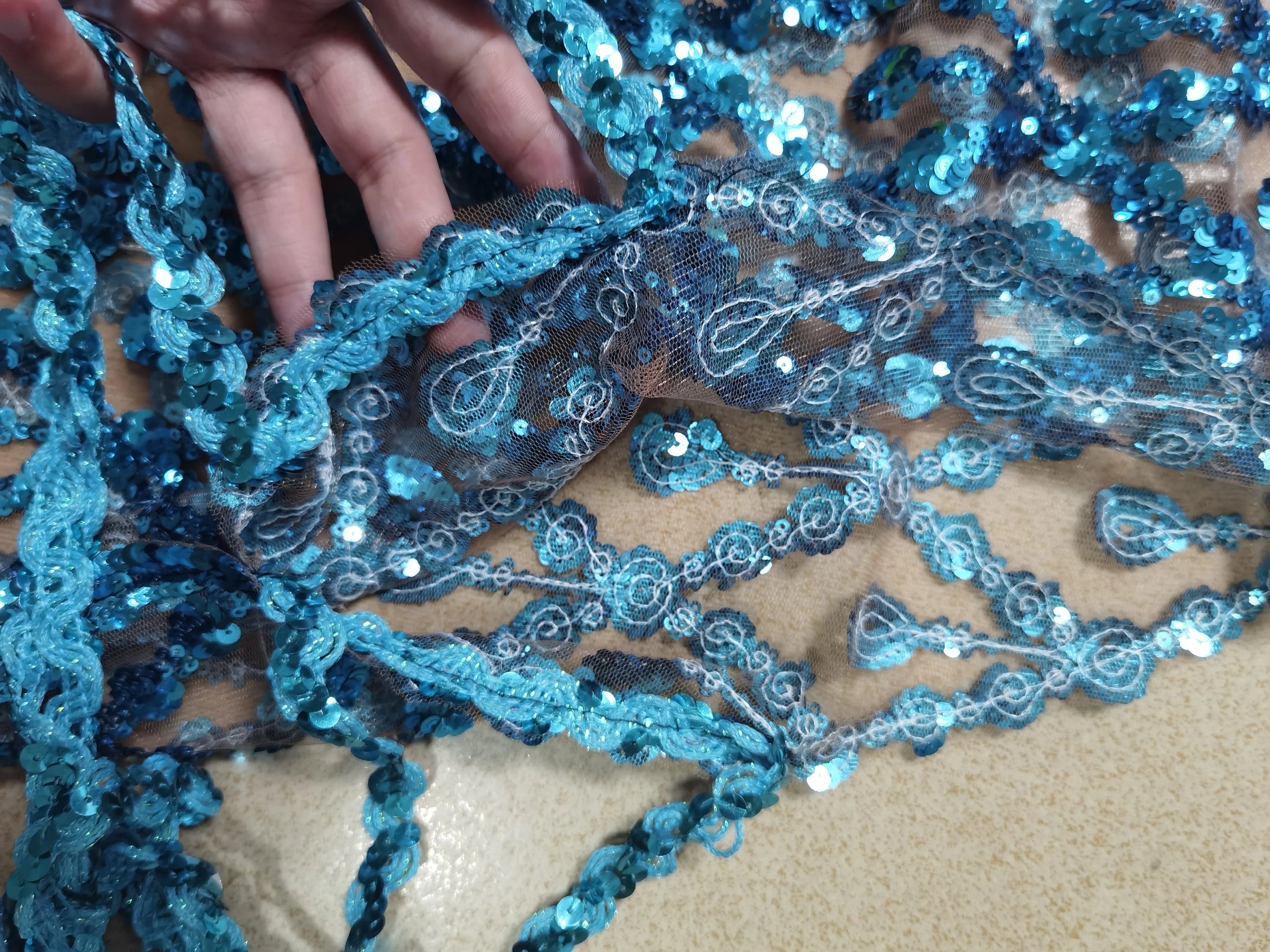 Luxurious Blue Diamond Sparkling Tassel Jazz Dance Performance Clothing Basketball Baby Performance Clothing Cheerleading Short