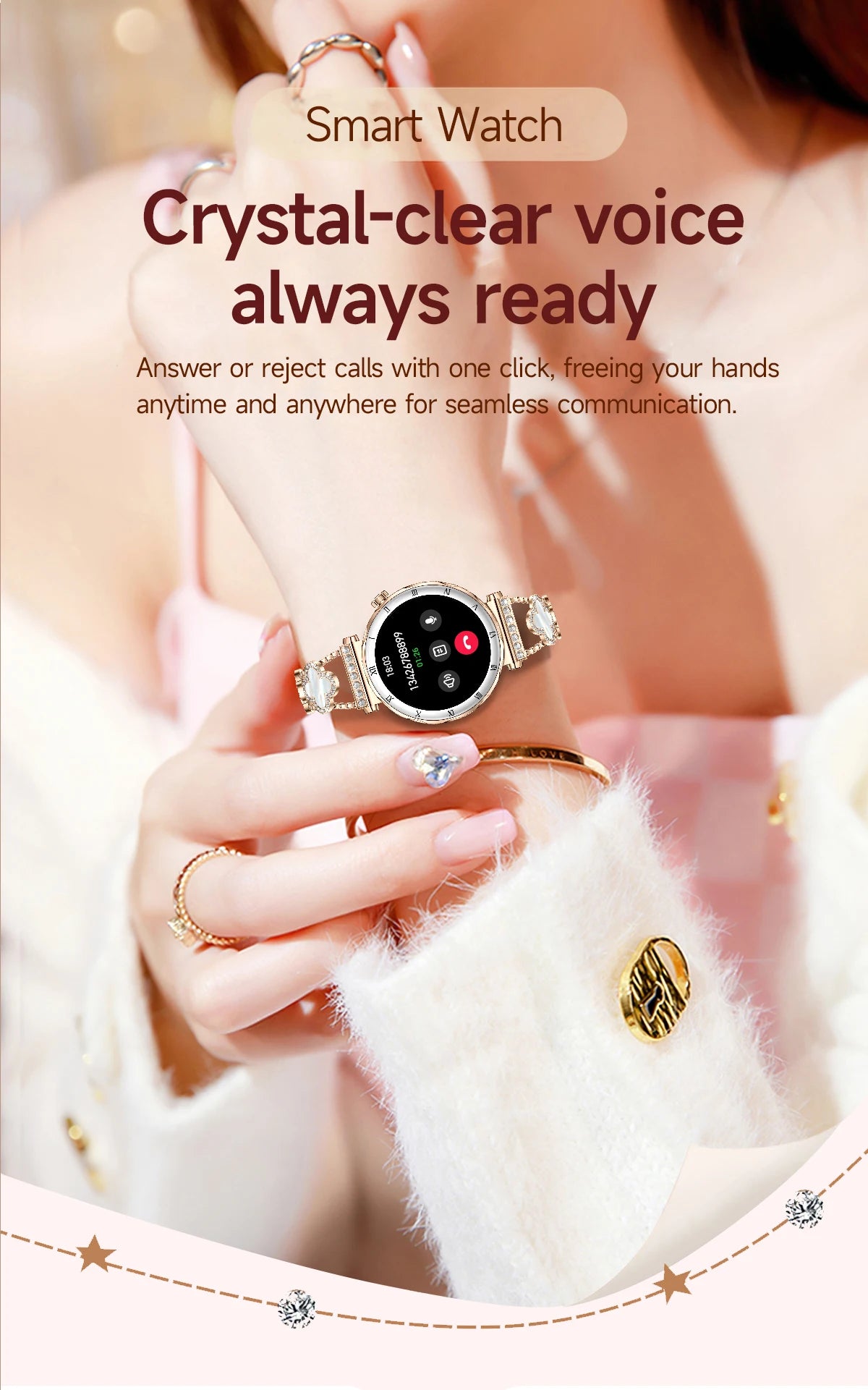 LIGE New Ultra Thin Smart Watch Women Screen Always Display Time Diamond Luxury Bracelet Voice Calling AMOLED Smartwatch Ladies