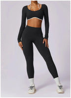 2-Piece Activewear Set – Long Sleeve Crop Top & Leggings