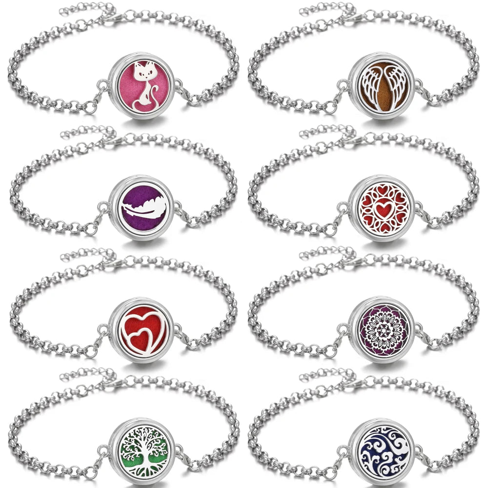 Essential Oil Diffuser Aromatherapy Bracelet Aroma Diffuser Bracelets Adjustable Chain Scent Perfume Locket Bracelet Women Men