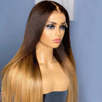 Preplucked Soft 26Inch Long Kinky Curly Ombre Blonde Brown 180Density Natural Hairline Lace Front Wig For Black Women Baby Hair