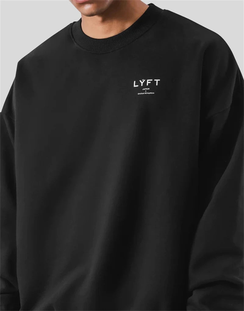 LYFT Classics Small LOGO Autumn Winter New O-neck Fleece Men Sweatshirt Loose Outdoor Sport Cotton Pullovers Multi Color Hoodies